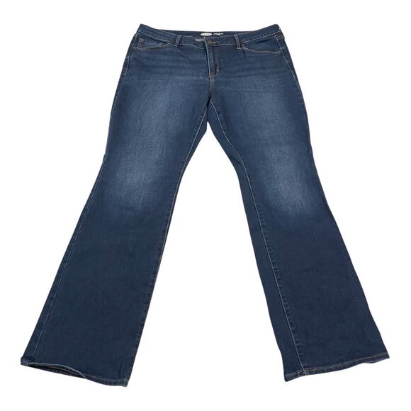 Old Navy Womens Size 14 Kicker Boot Cut Stretch Mid Rise Dark Wash Blue Denim - Picture 1 of 12
